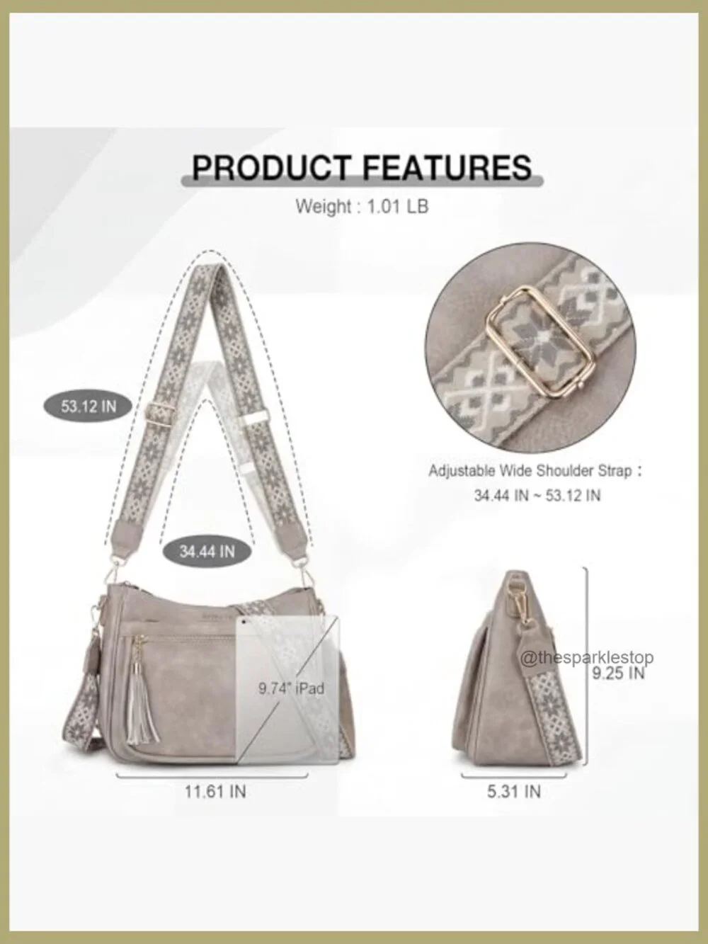Vegan Leather Crossbody Bag Multi-Pocket Shoulder Purse with Tassel
